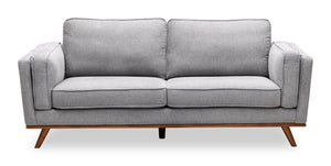 Sofa Kassia de Kort & Co. de 80 po de format condo en tissu d’apparence lin avec base et pattes en bois - gris