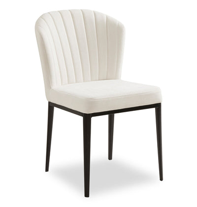 Zoe Dining Chair with Polyester Fabric & Channeled Tufting, Metal - Ivory | Chaise de salle à manger Zoe en tissu de polyester et en métal avec capitonnage à canaux - ivoire