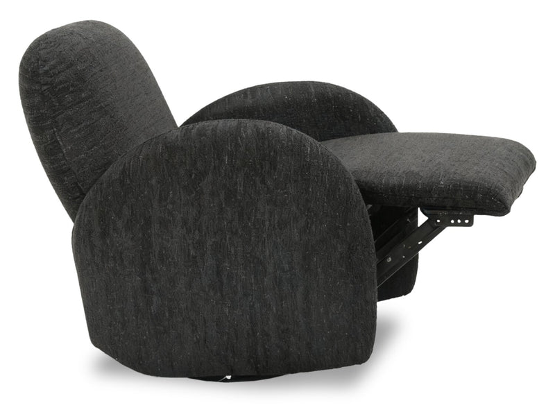 Fauteuil d’appoint coulissant, pivotant et inclinable Shay en chenille - ebony