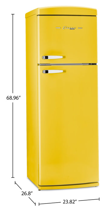 Réfrigérateur Classic Rétro d’Unique de 24 po et de 11 pi3 à congélateur supérieur - jaune canari - UNQ-310L Y TM