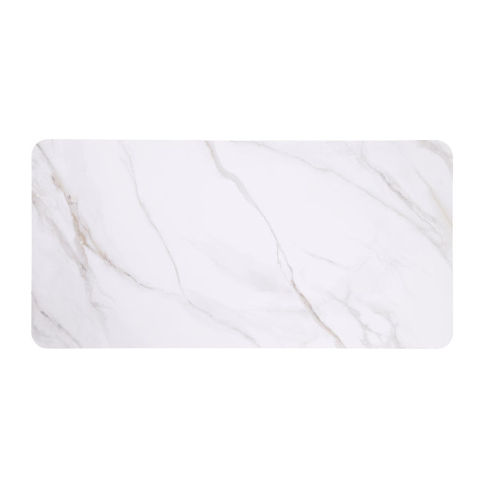 Table à café rectangulaire moderne Capri Kort & Co. de 47,5 po avec dessus en pierre frittée blanche - noire et dorée