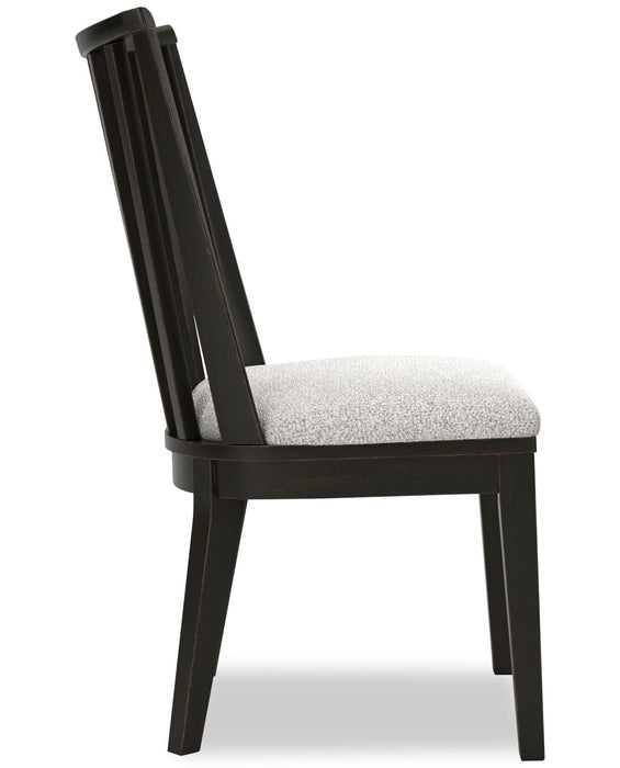 Chaise de salle à manger Shaw en tissu de polyester avec dossier à lattes - noire