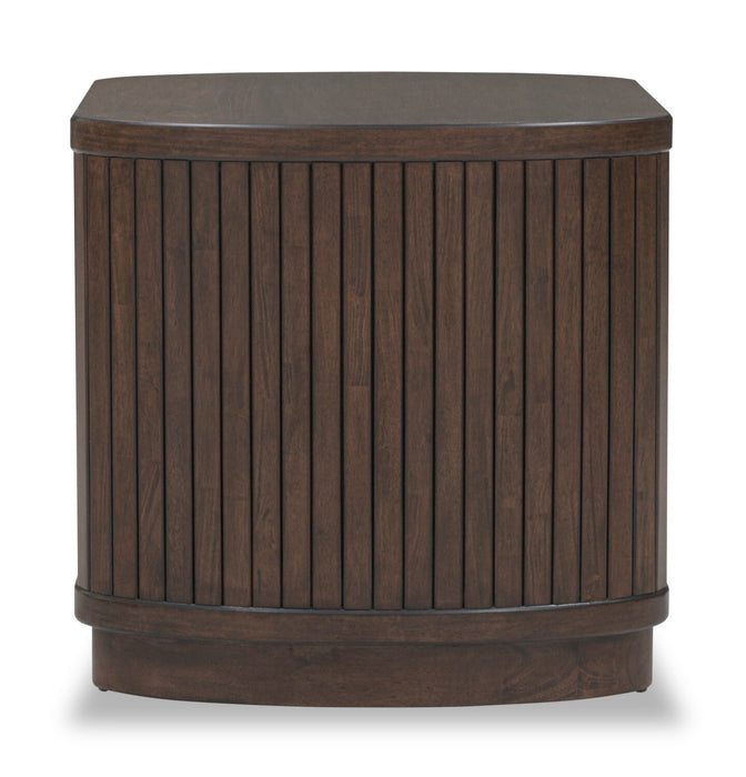 Table de bout moderne Vernon de 25 po en bois massif avec 2 tablettes - brun foncé