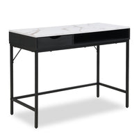  Bureau Jensen de 40 po avec dessus en imitation de marbre et rangement - noir
