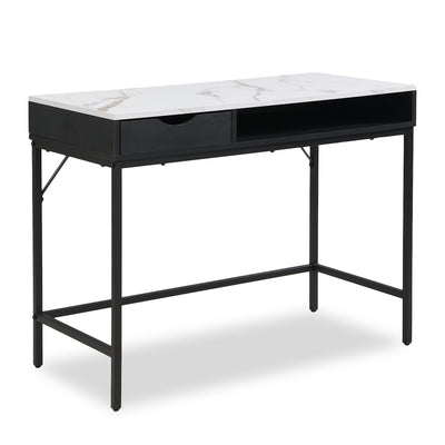 Jensen 40" Desk with Marble-Look Top and Storage – Black | Bureau Jensen de 40 po avec dessus en imitation de marbre et rangement - noir