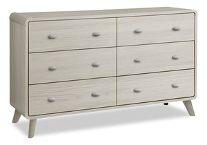 Commode de chambre à coucher moderne du milieu du 20e siècle Cami de 58,5 po (L) x 17,5 po (H) à 6 tiroirs - chêne gris