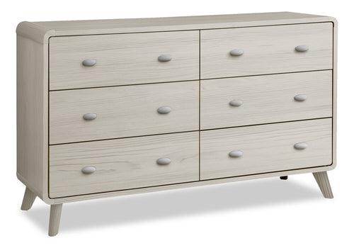  Commode de chambre à coucher moderne du milieu du 20e siècle Cami de 58,5 po (L) x 17,5 po (H) à 6 tiroirs - chêne gris