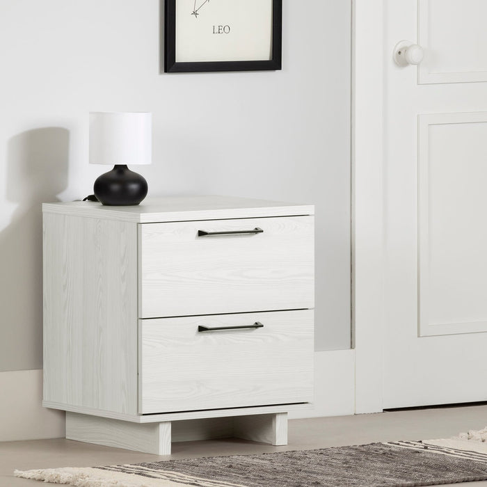 Table de nuit Everley de 19,5 po (L) à 2 tiroirs avec port USB - blanche