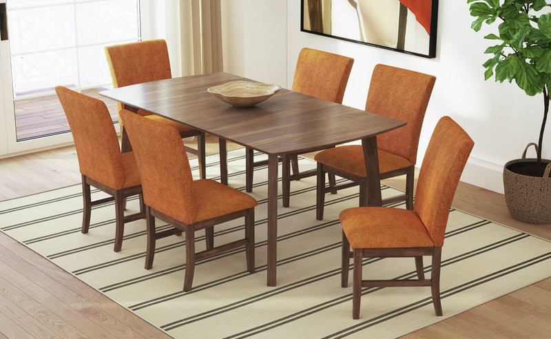 Chaise de salle à manger Rain avec siège et dossier rembourrés en tissu - orange