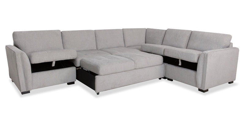 Sofa sectionnel Vault 5 pièces avec causeuse-lit et fauteuils de rangement - gris