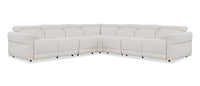  Sofa sectionnel à inclinaison électrique Aspen de Cindy Crawford Home 5 pièces avec appuie-têtes électriques et port USB - albâtre