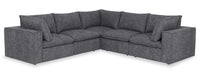  Sofa sectionnel Farah 5 pièces en tissu de chenille avec coussins de dossier amovibles en duvet et plumes - anthracite