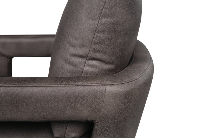 Fauteuil d’appoint pivotant Ever de 28 po en tissu d’apparence cuir - brun foncé 