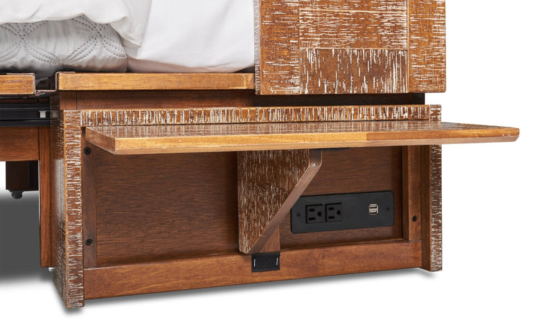 Lit escamotable Parker, marron vieilli -  format grand lit