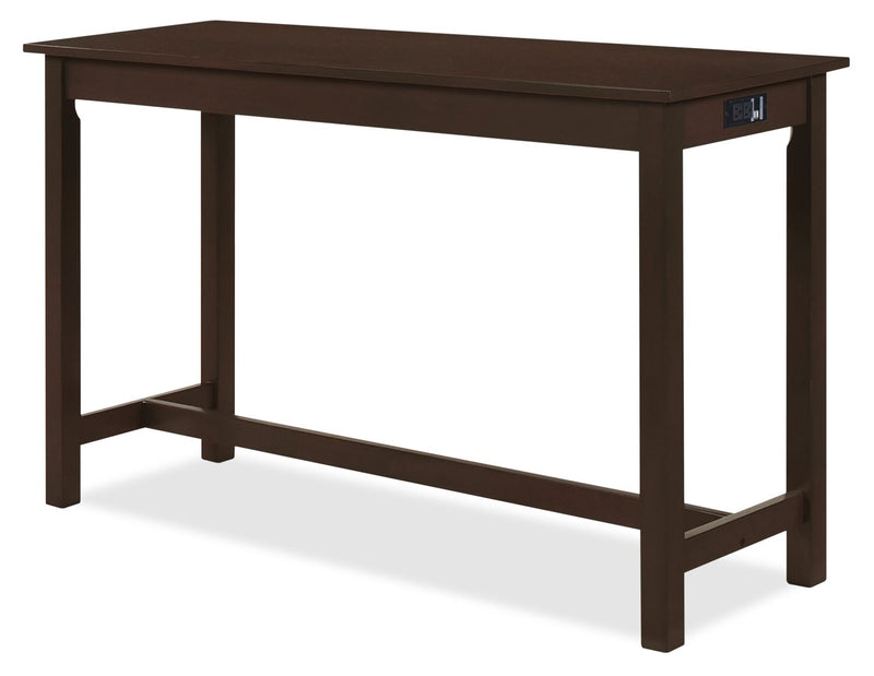 Table de salon moderne Noah de 60 po avec 3 tabourets de hauteur comptoir et ports USB - espresso