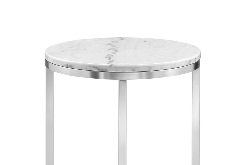 Table de bout ronde moderne Sampson en marbre de 20 po - blanc