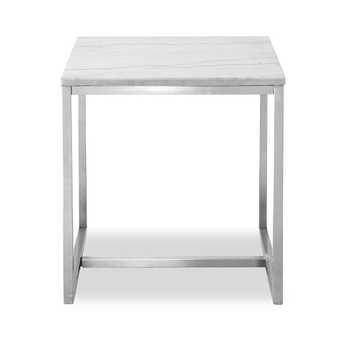 Table de bout moderne Sampson en marbre de 20 po - blanc