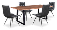  Ensemble de salle à manger Oskar 5 pièces en acacia et métal avec table de 79 po (L) et 4 chaises Avis - naturel et noir