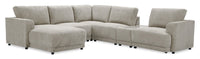  Sofa sectionnel modulaire de gauche Voyage 6 pièces en tissu avec console et coussins de dossier amovibles - beige