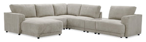 Sofa sectionnel modulaire de gauche Voyage 6 pièces en tissu avec console et coussins de dossier amovibles - beige