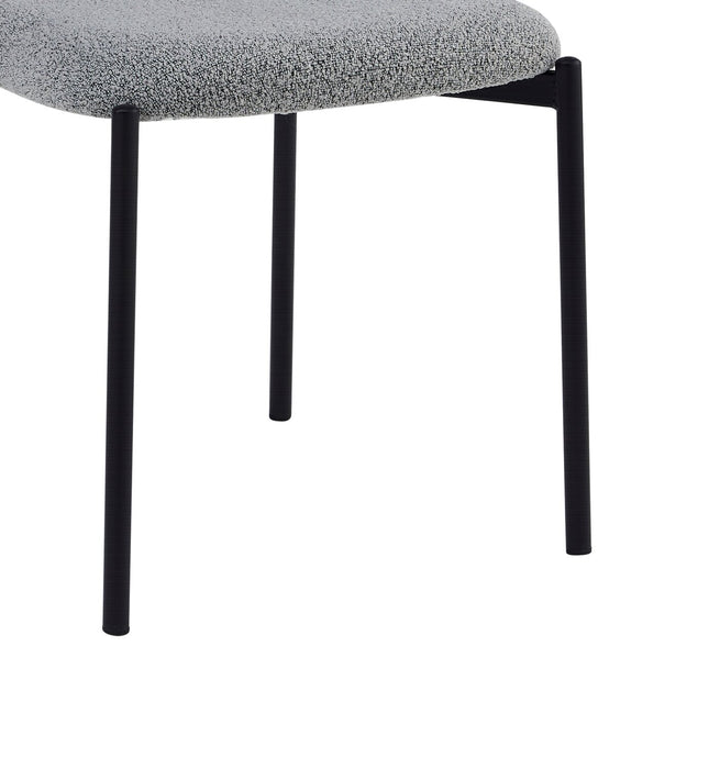 Chaise de salle à manger Luka en tissu bouclé et en métal - grise