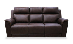 Sofa de massage à inclinaison électrique Vibe de 85 po en cuir véritable avec son immersif et appuie-têtes électriques - brun