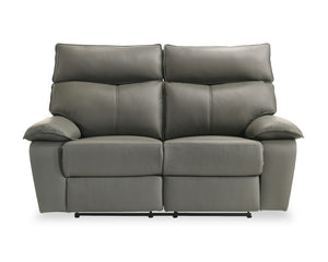 Causeuse inclinable Matteo de 64 po en cuir véritable - gris Aviarah