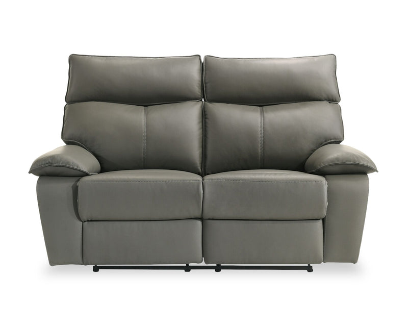 Causeuse inclinable Matteo de 64 po en cuir véritable - gris Aviarah