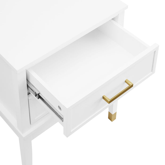 Table de nuit Alia de 18 po (l) x 25,75 po (H) à 2 tiroirs avec touche dorée - blanche