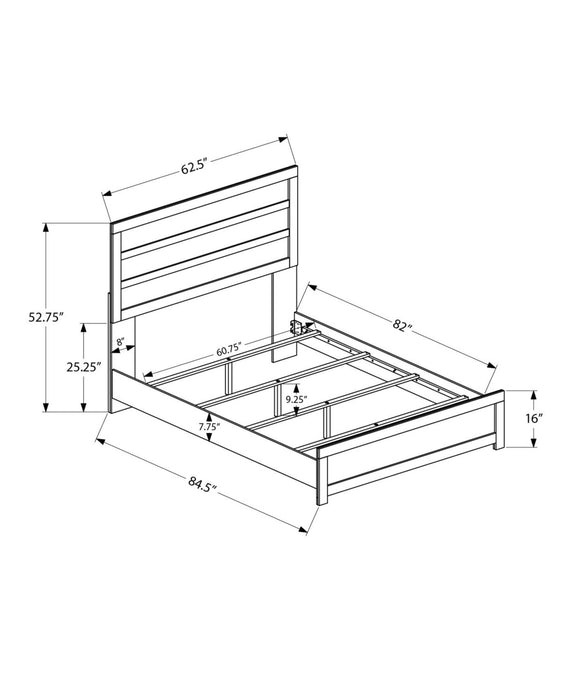 Lit à panneaux Aspen avec tête de lit et cadre de lit, gris - format grand lit