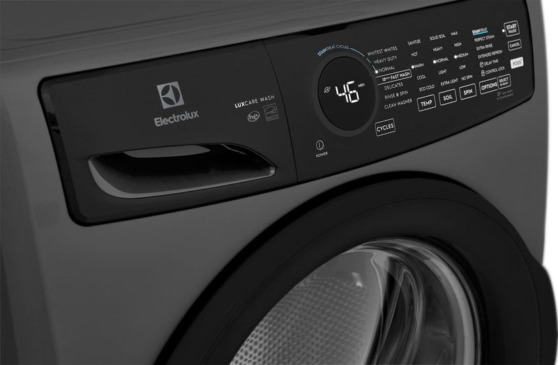 Laveuse Perfect SteamMC d’Electrolux à chargement frontal de 4,5 pi3 avec lavage LuxCareMD - titane - superposable - ELFW7437AT