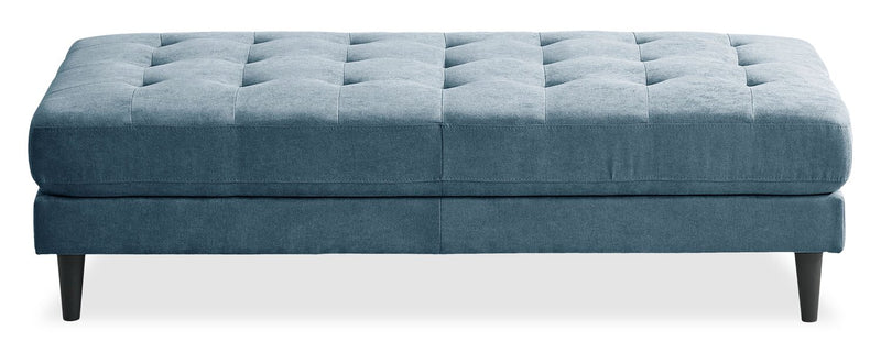 Pouf Metro de 63 po en tissu avec coussin capitonné - bleu denim