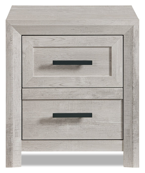 Table de nuit Lark de 24 po (L) x 26 po (H) à 2 tiroirs - blanc rustique