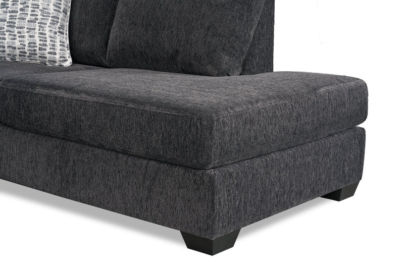 Sofa sectionnel en U de droite Morgan 3 pièces fabriqué au Canada en tissu de chenille avec coussins décoratifs - gris