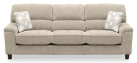 Sofa Lyric de 88,1 po en tissu de chenille avec coussins de siège réversibles, coussins décoratifs et pattes en bois - taupe