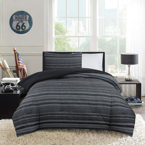 Ensemble d’édredon Windsor 2 pièces pour lit simple - noir et gris