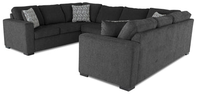 Made in Canada Legend 3-Piece Chenille Fabric Sleeper Sectional - Pepper Grey | Sofa-lit sectionnel Legend 3 pièces fabriqué au Canada en tissu de chenille - gris poivre