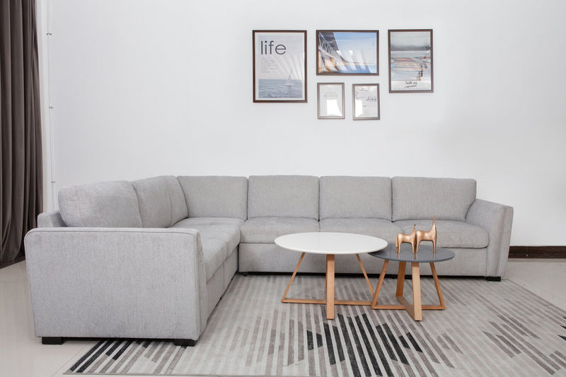 Sofa sectionnel Vault 5 pièces avec causeuse-lit et fauteuils de rangement - gris