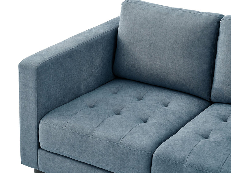 Causeuse Metro de 57 po en tissu avec coussins de siège capitonnés et coussins de dossier réversibles - bleu denim