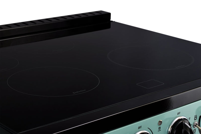 Cuisinière à induction Classic Rétro par Unique de 30 po et de 3,9 pi3 - turquoise brume marine - UNQ-30CR IC T