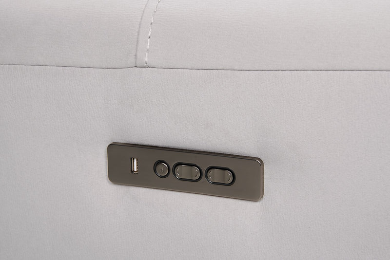 Sofa sectionnel de droite à inclinaison électrique Newport de Cindy Crawford Home 6 pièces en suédine - gris
