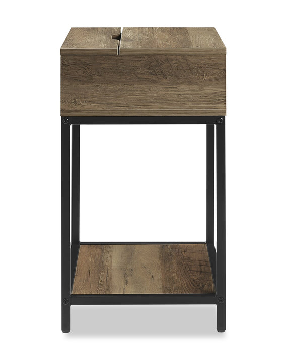 Table de nuit Akio de 18 po (l) x 25,75 po (H) à 1 tiroir avec dessus relevable et rangement - brune et noire