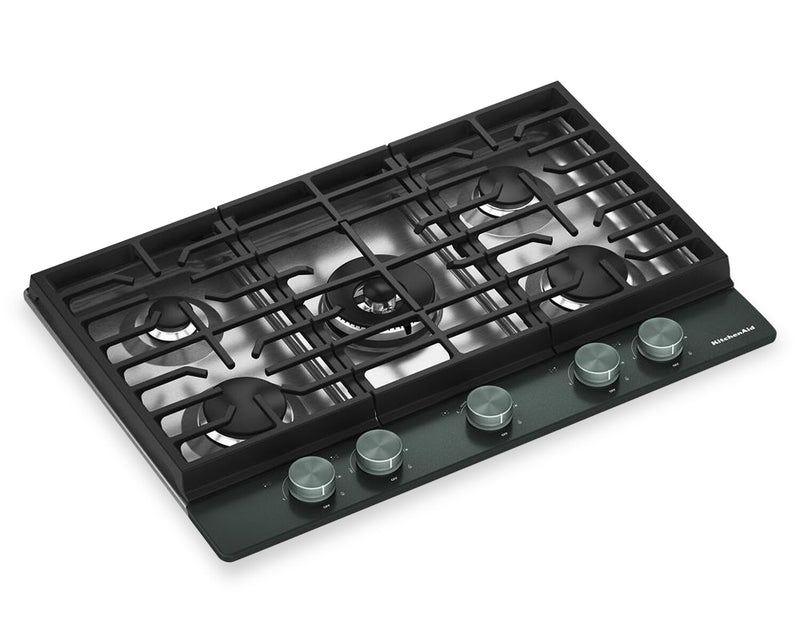 Surface de cuisson KitchenAid de 30 po au gaz sur métal avec grilles pour wok intégrées – Genièvre - KCGK530SJP
