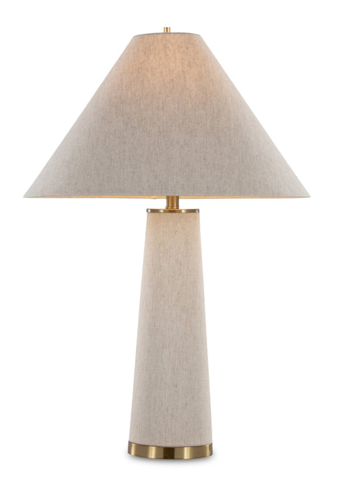 Lampe de table contemporaine Rachel de 19 po avec abat-jour en lin - laiton