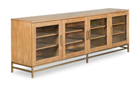 Meuble pour téléviseur moderne Cresset de 84 po en bois massif avec rangement et système de gestion