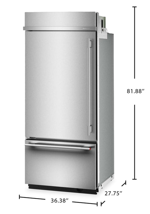 Réfrigérateur encastré KitchenAid de 20,8 pi³ et de 36 po à congélateur inférieur - acier inoxydable PrintShieldMC - KBBL336SPS