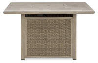 Foyer-table Muskoka pour la terrasse à l’extérieur - 50 000 BTU, osier en résine, métal - beige