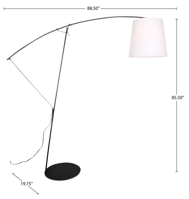Lampe à pied arquée Charley de 85,5 po en métal noir