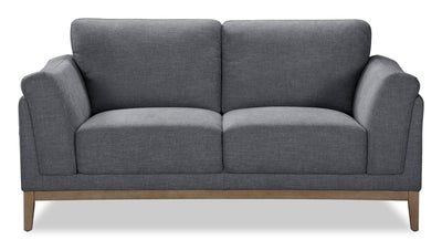 Valley 67.7" Fabric Loveseat with Rubberwood Base and Legs - Pewter | Causeuse Valley de 67,7 po en tissu avec base et pattes en hévéa - étain