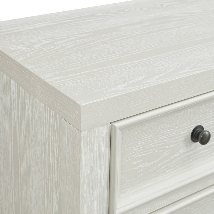 Table de nuit Casa de 27 po (l) x 26,5 po (H) en bois à 3 tiroirs avec port USB - blanche